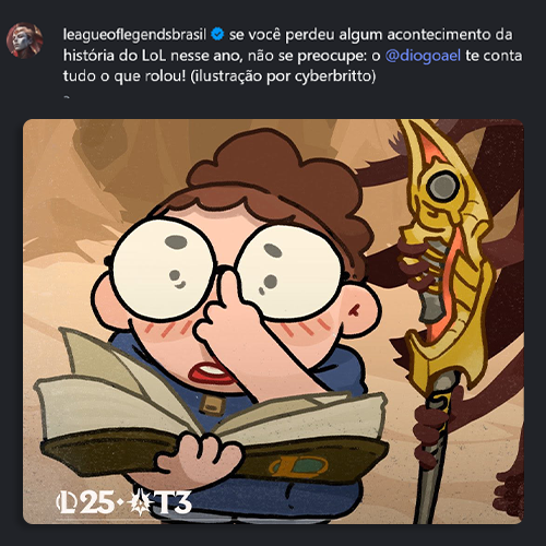 Print do post da Riot Games + Diael